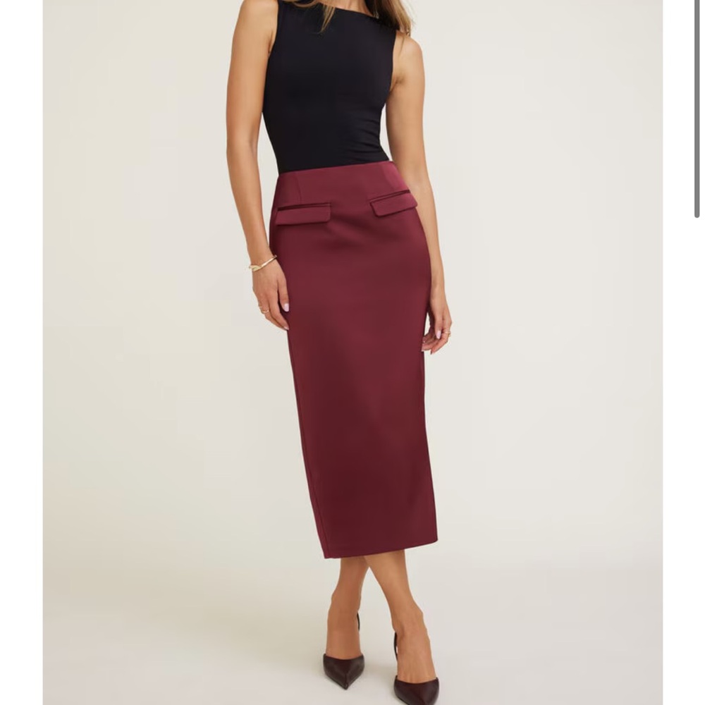 NWT Dynamite Burgundy Satin Pencil Skirt